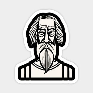 Bearded Man Woodcut Design Magnet