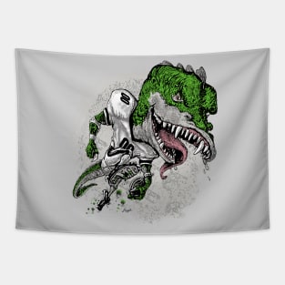 Old School Dinosaur Football Player Tapestry