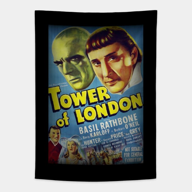 Tower Of London - 1939 Film Release Promotional Poster. Tapestry by OriginalDarkPoetry