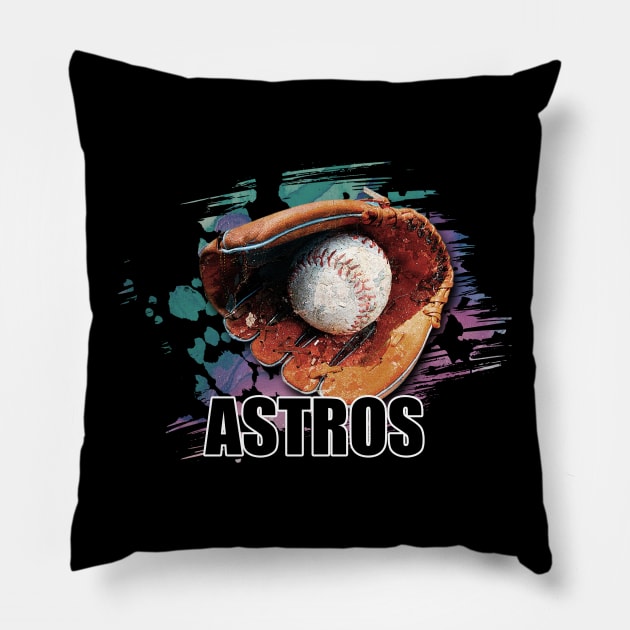 Retro Proud Team Name Astros Classic Style Baseball Pillow by WholesomeFood