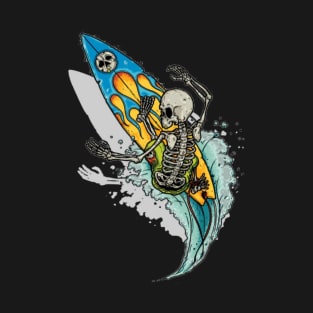 Skeleton ride shark halloween T-Shirt