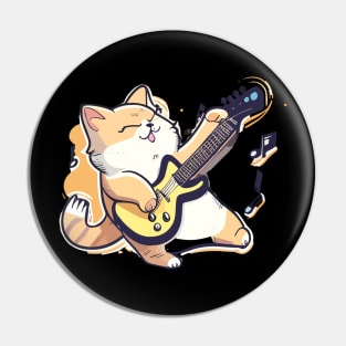 Cat Playing A Guitar Pin