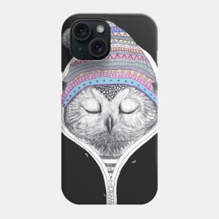 Winter owl on black Phone Case