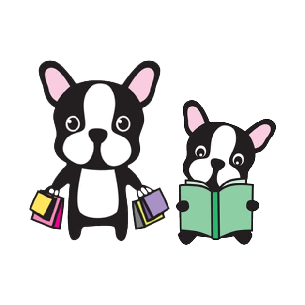 Boston Terrier Reading Books by ValentinkapngTee