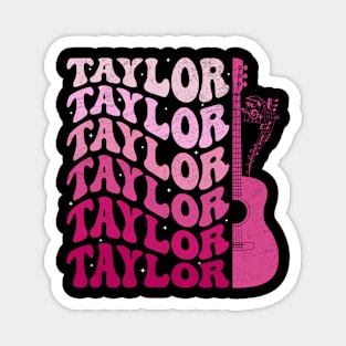 Taylor First Name I Love Taylor Girl Groovy Retro Tie Dye Magnet