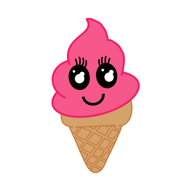 Happy Pink Kawaii Icecream by DesignsBySaxton