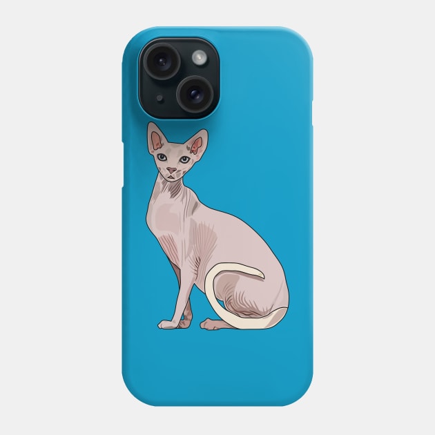 Sphynx cat cartoon illustration Phone Case by Miss Cartoon