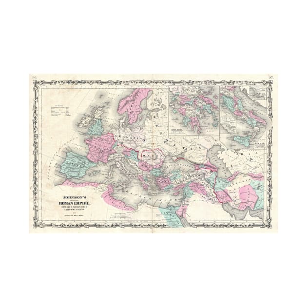 Vintage Map of The Roman Empire (1862) by Bravuramedia