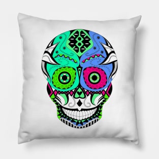 skull in death with a smile in ecopop luchador art Pillow