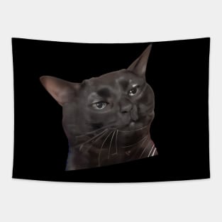 Tired Black Cat Meme Dissociated Funny Internet, Black cat zoning out Tapestry