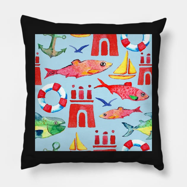 Hometown Hamburg Pillow by colorofmagic