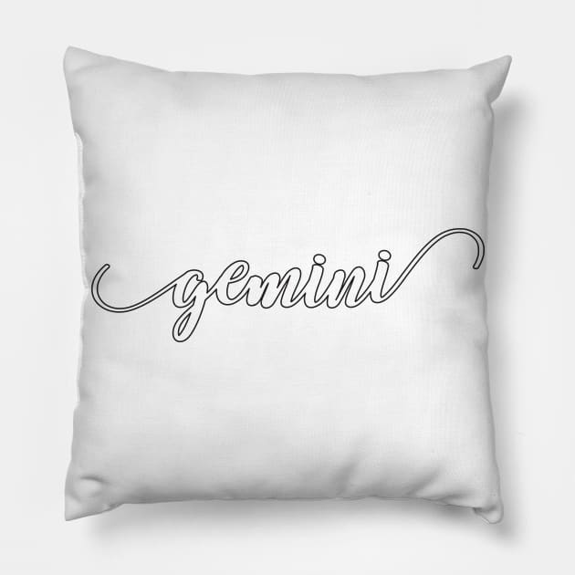 Gemini Zodiac Script Sticker Pillow by aterkaderk