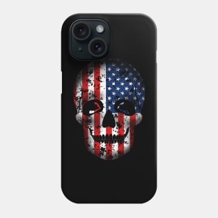 Distressed American flag and skull - USA Patriot Phone Case