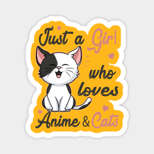 Anime and Cats Lover for Teen Manga kawaii Graphic Otaku Magnet