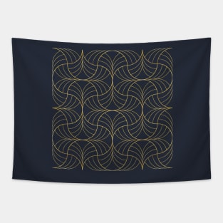 Art Deco luxury arches pattern in navy and gold Tapestry