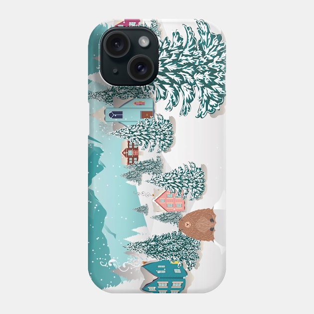 Winter village and groundhog Phone Case by AnnArtshock