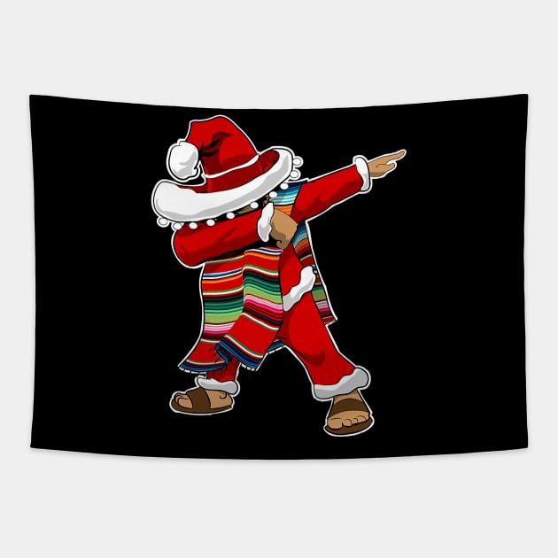 Christmas Sombrero Dabbing Mexican Serape Poncho Santa Tapestry by lostbearstudios