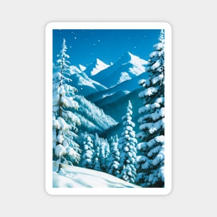 Snowy Hill in the Tundra - Alpine Scene Magnet