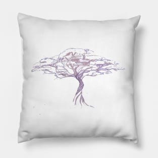 Quiet Acacia Zen Tree , Earthy African Bonsai Peace Lavendar Purple Pillow