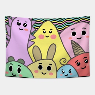 Cute Colorful Monsters Tapestry