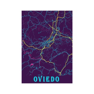 Oviedo Neon City Map T-Shirt