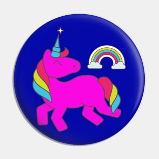 Pink Unicorn with Rainbow Pin