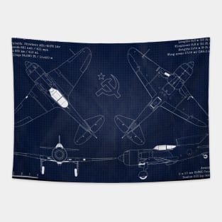 Lavochkin La7 URSS Blueprint Tapestry