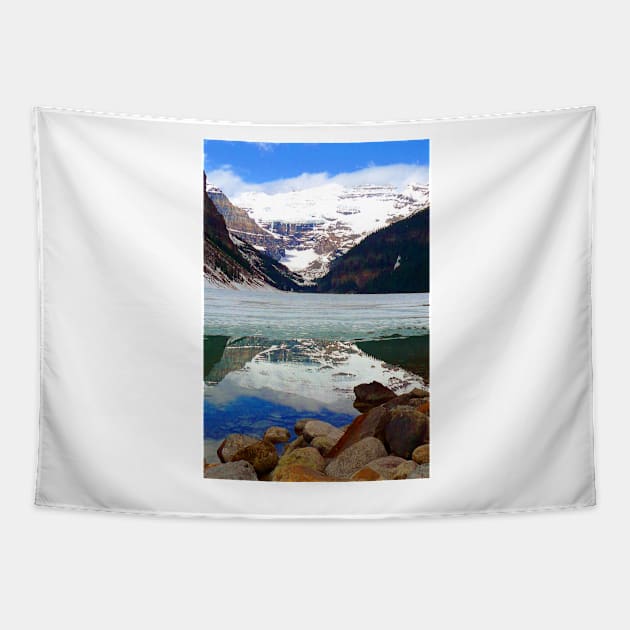 Lake Louise Victoria Glacier Alberta Canada Tapestry by AndyEvansPhotos