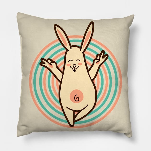 yoga rabbit Pillow by donipacoceng