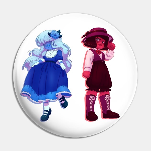 Ruby and Sapphire Pin by Gaby Aby 