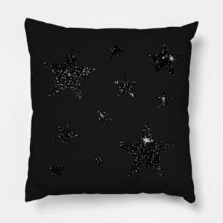 Black Faux Glitter Stars Pillow