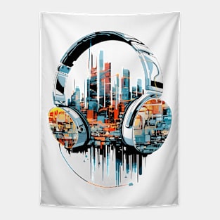Headphone Urbain World Fun Musical Life City Skylines Tapestry