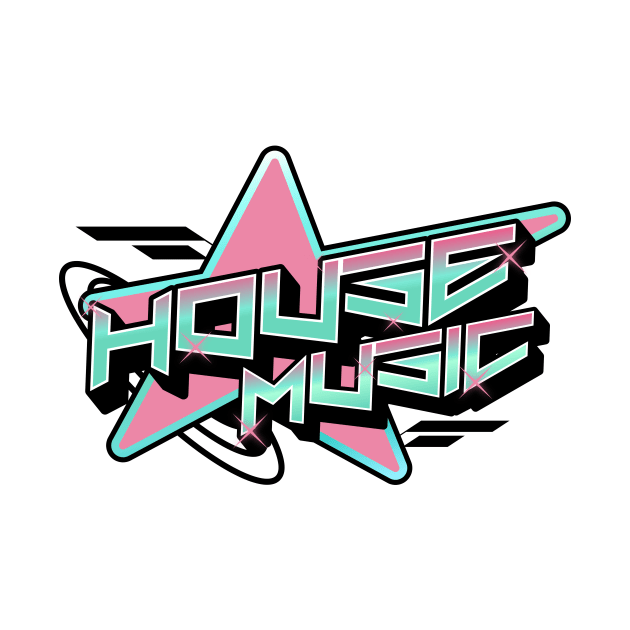 HOUSE MUSIC  - Y2K Star (white/pink/blue) by DISCOTHREADZ 