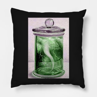 Thunder & lightning Tornado hurricane twister bottle green Pillow