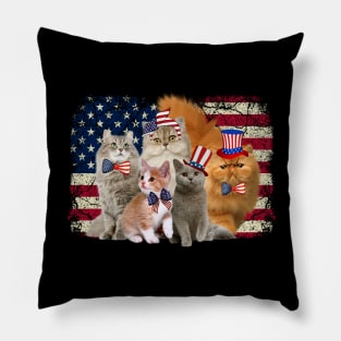 Funny Cat USA Cat Lovers Cat Moms 4th July Pillow