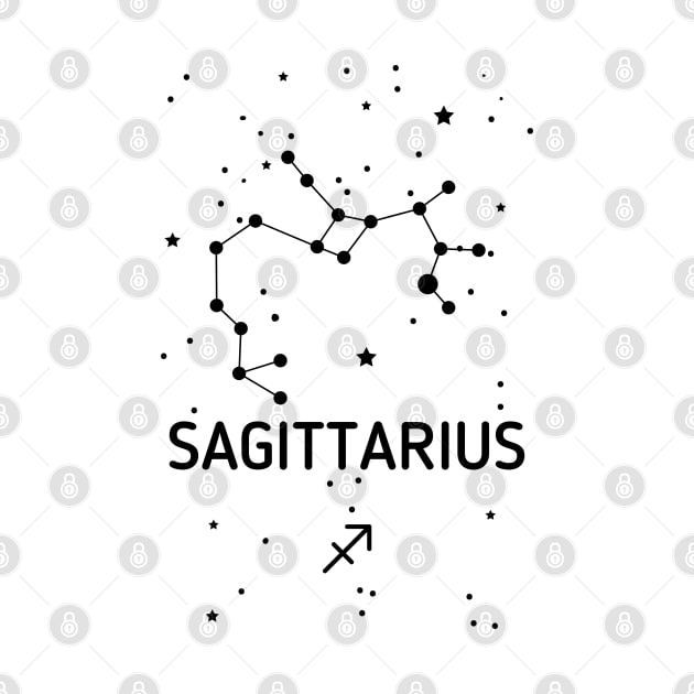 Sagittarius Zodiac Sign Constellation (Black Print) by The Cosmic Pharmacist