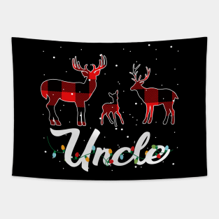 Uncle Reindeer Plaid Pajama Shirt Family Christmas Tapestry