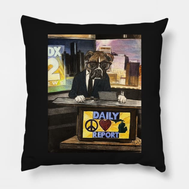 Paws-itive Daily Peace Love Michigan Report Pillow by Artladyjen