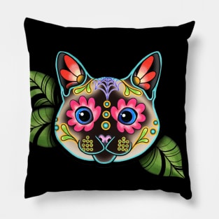Siamese Cat - Day of the Dead Sugar Skull Kitty Pillow