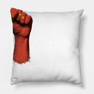 Flag of China on a Raised Clenched Fist Pillow