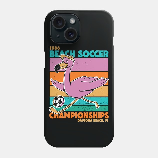 Retro Flamingo Beach Soccer Championships Retro Sunset Beach Phone Case by SLAG_Creative