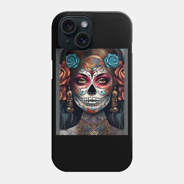 Vibrant Woman: Day of the Dead Sugar Skull Makeup Phone Case by ImaginativeInkPOD