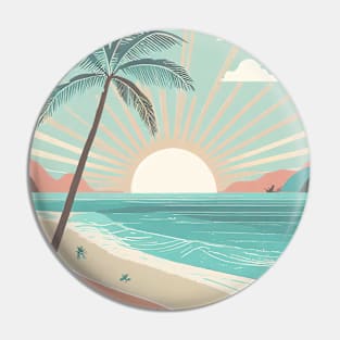 Vintage Travel Retro South Sea Beach Sunset Pin