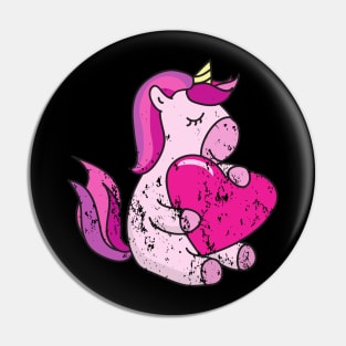 Retro Vintage Grunge Valentine's Day Unicorn Pin