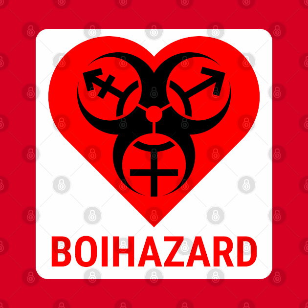 "BOI HAZARD" Heart - Label Style - Red by GenderConcepts