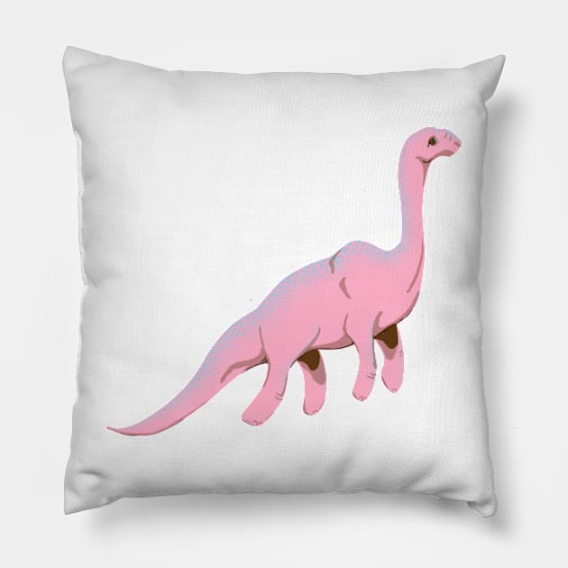 Daydreaming Dinosaur (pink) Pillow by Sinzh