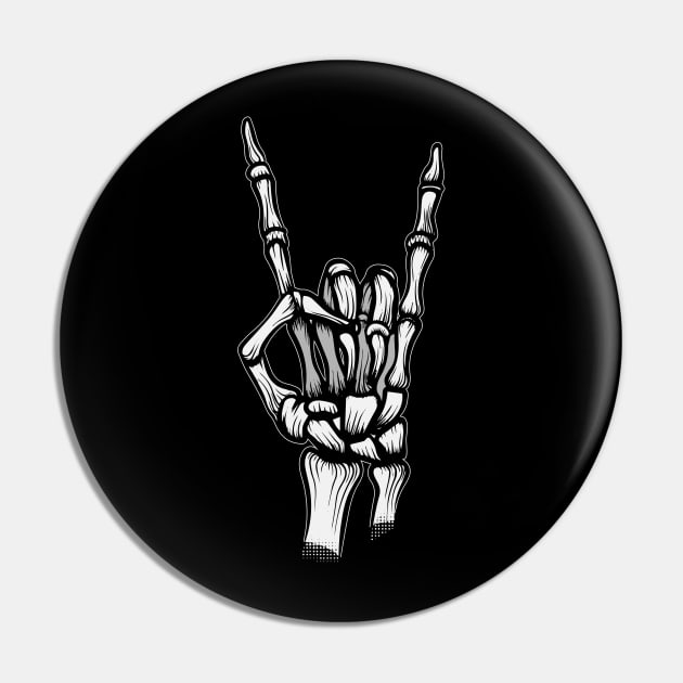 Skull hand Rock n' Roll Pin by NineBlack