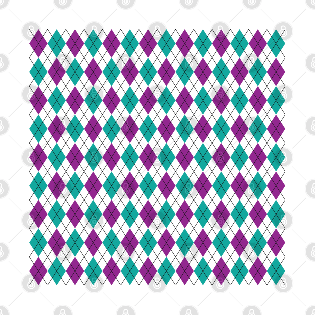 Purple and Teal Argyle by PLLDesigns