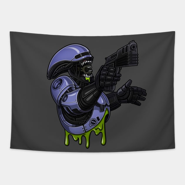 'XenoCop' Tapestry by CMatthewman
