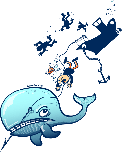Whales are furious and are reacting against whalers Kids T-Shirt by zooco